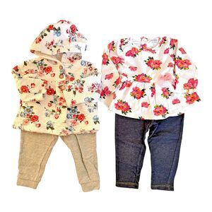 Carters Baby Toddler Girl 18 Months Long Sleeve Tops & Leggings Lot of 2, 4 Pcs